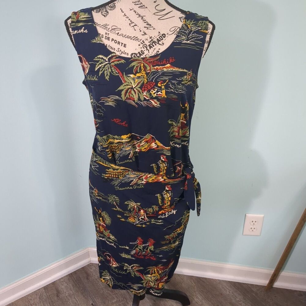 1980s Hilo Hattie Hawaiian Faux Wrap Dress Small vacation Hawaiian Vintage